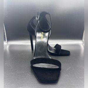 Saint Laurent Black Velvet Amber Sandals Size 38.5